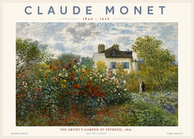 Monet The Artist's Garden at Vétheuil, 1879 No5 - Plakát
