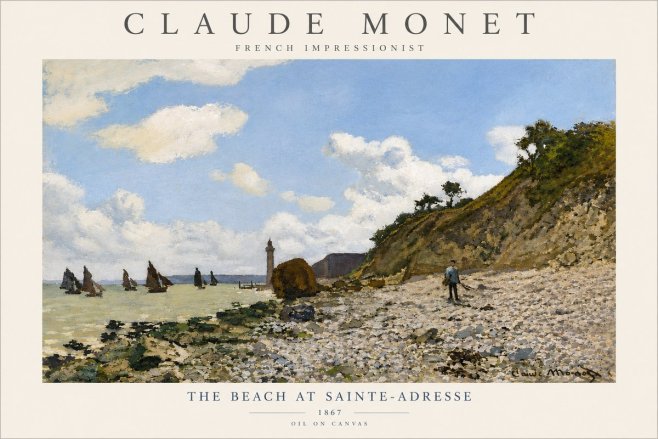 Monet The Beach at Sainte-adresse II No4 - Plakát