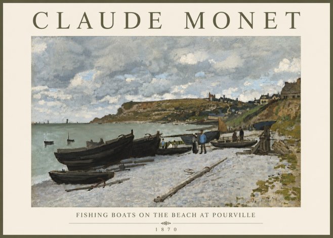 Monet Fishing Boats on the Beach at Pourville No4 - Plakát