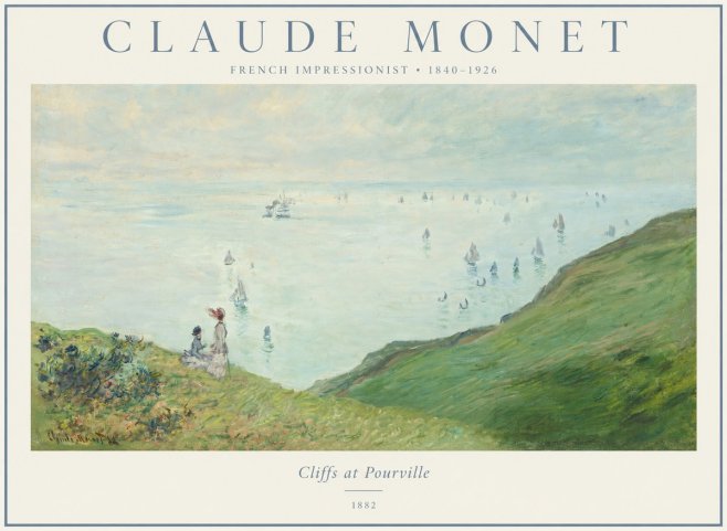 Monet Cliffs at Pourville I No1 - Plakát