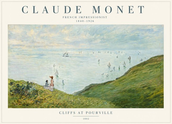 Monet Cliffs at Pourville I No6 - Plakát
