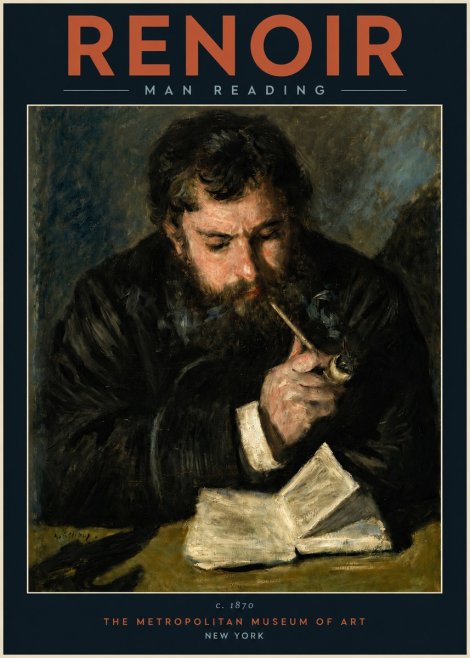 Renoir Man Reading No2 - Plakát