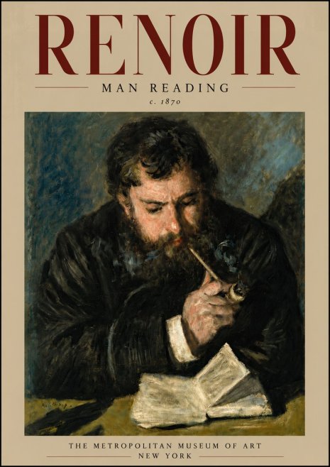 Renoir Man Reading No6 - Plakát