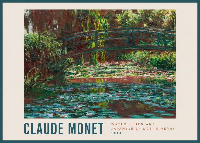 Monet Water Lilies and Japanese Bridge, Giverny No2 - Plakát