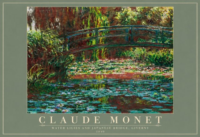 Monet Water Lilies and Japanese Bridge, Giverny No4 - Plakát