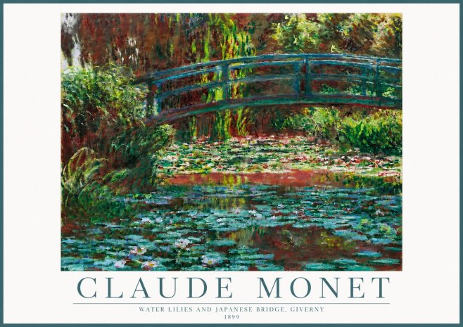 Monet Water Lilies and Japanese Bridge, Giverny No5 - Plakát