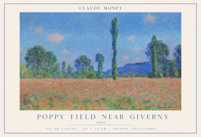 Monet Poppy Field Near Giverny No1 - Plakát