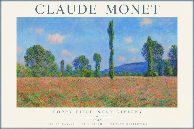 Monet Poppy Field Near Giverny No4 - Plakát