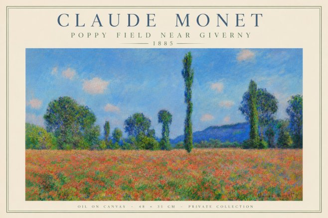 Monet Poppy Field Near Giverny No6 - Plakát