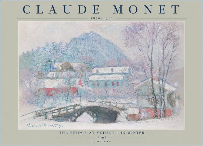 Monet The Bridge at Vétheuil in Winter No4 - Plakát