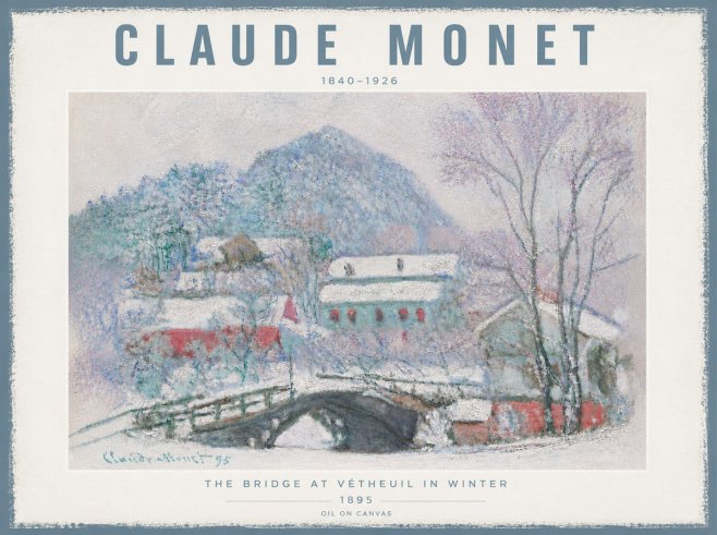 Monet The Bridge at Vétheuil in Winter No6 - Plakát
