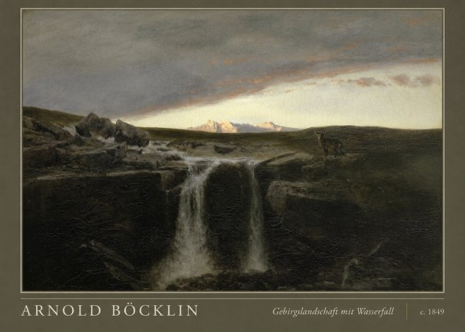 Arnold Böcklin Gebirgslandschaft Mit Wasserfall No3 - Plakát