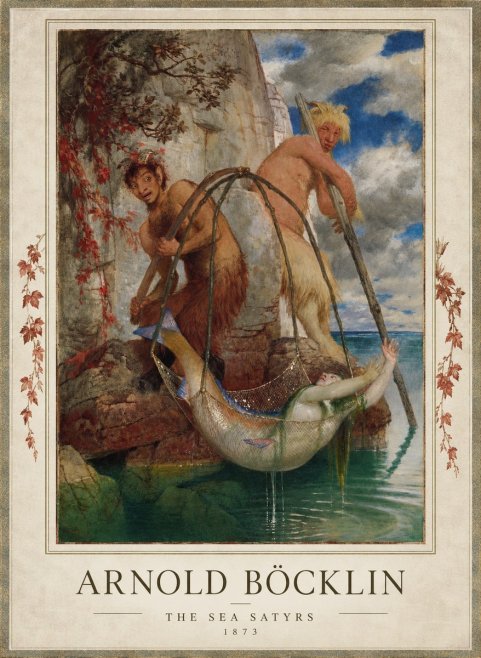 Arnold Böcklin Zwei Fischende Pane No5 - Plakát