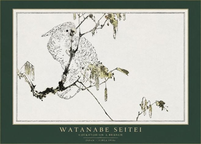 Watanabe Seitei Cockatoo on a Branch No2 - Plakát