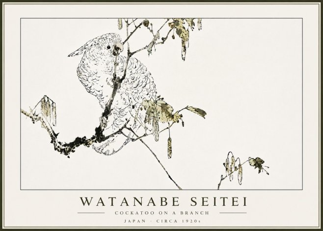 Watanabe Seitei Cockatoo on a Branch No5 - Plakát