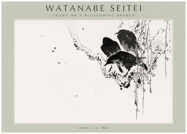 Watanabe Seitei Crows on a Blossoming Branch No2 - Plakát