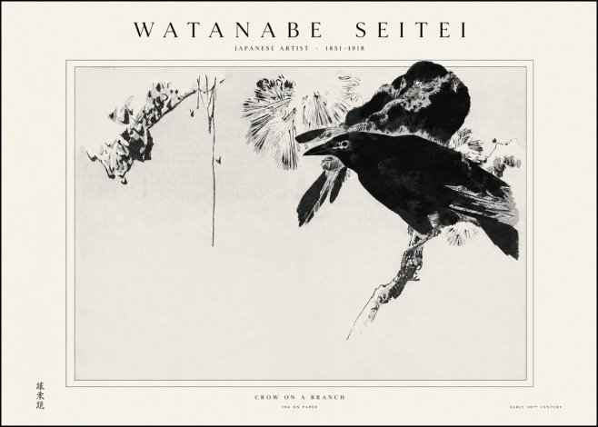 Watanabe Seitei Crow on a Branch No1 - Plakát