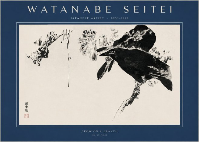 Watanabe Seitei Crow on a Branch No2 - Plakát