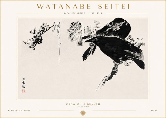 Watanabe Seitei Crow on a Branch No6 - Plakát