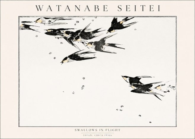 Watanabe Seitei Swallows in Flight No1 - Plakát
