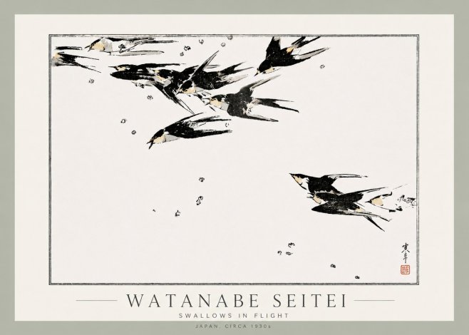 Watanabe Seitei Swallows in Flight No3 - Plakát