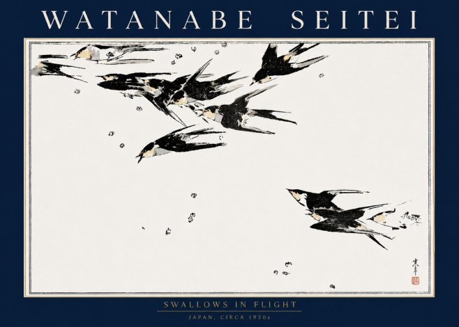 Watanabe Seitei Swallows in Flight No4 - Plakát