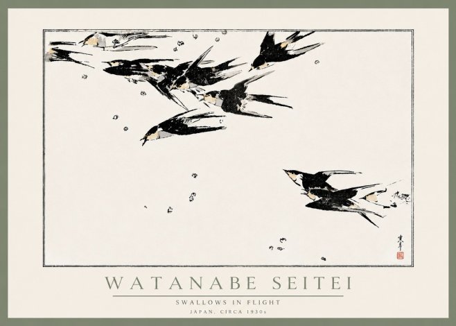 Watanabe Seitei Swallows in Flight No6 - Plakát