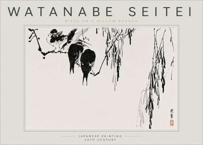 Watanabe Seitei Birds on a Willow Branch No6 - Plakát