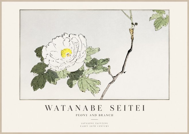 Watanabe Seitei Peony and Branch No1 - Plakát