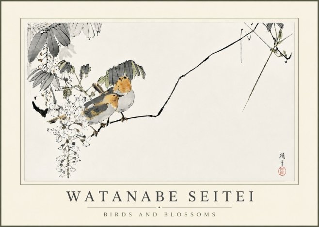 Watanabe Seitei Birds and Blossoms No5 - Plakát
