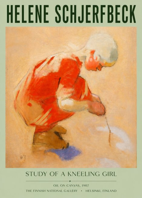 Helene Schjerfbeck Study of a Kneeling Girl No4 - Plakát