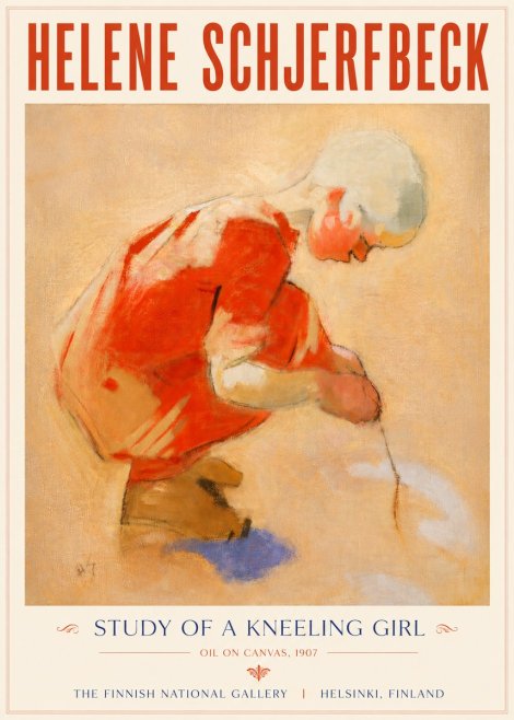 Helene Schjerfbeck Study of a Kneeling Girl No5 - Plakát