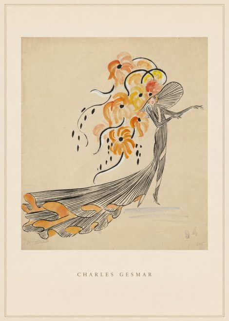 Charles Gesmar Lady with Floral Headdress No3 - Plakát