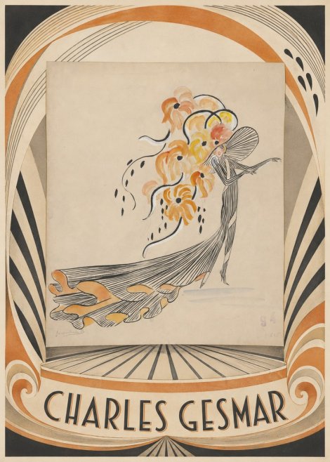 Charles Gesmar Lady with Floral Headdress No4 - Plakát