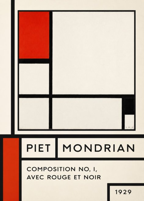 Piet Mondrian Composition No. I, Avec Rouge Et Noir No6 - Plakát