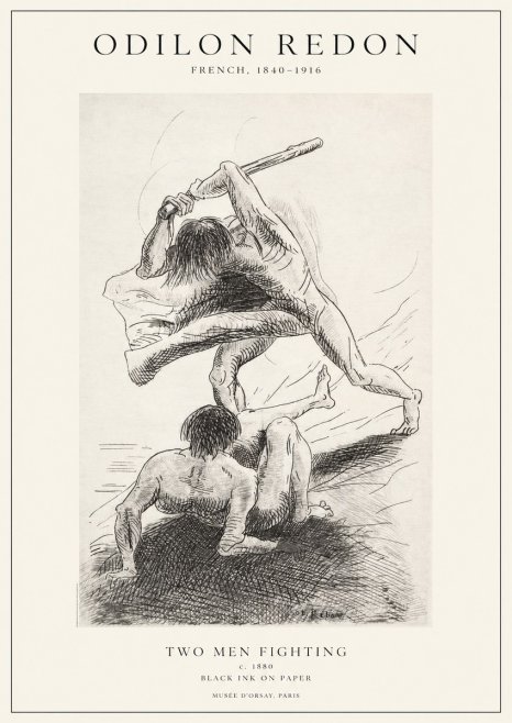 Odilon Redon Two Men Fighting No1 - Plakát