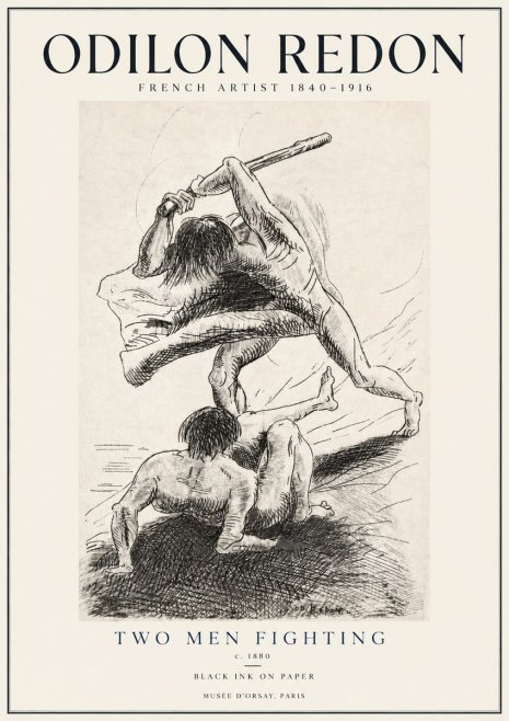 Odilon Redon Two Men Fighting No4 - Plakát