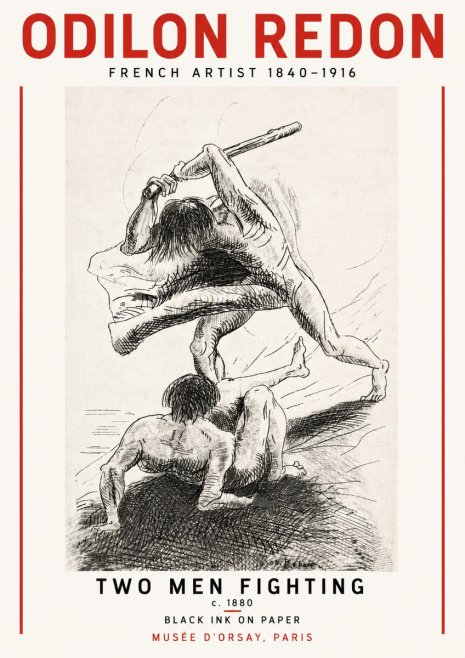 Odilon Redon Two Men Fighting No5 - Plakát