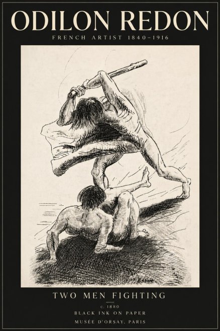 Odilon Redon Two Men Fighting No6 - Plakát