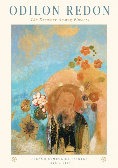 Odilon Redon The Dreamer Among Flowers No1 - Plakát