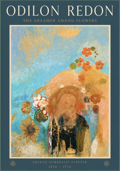 Odilon Redon The Dreamer Among Flowers No2 - Plakát