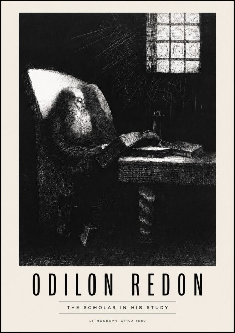 Odilon Redon The Scholar in His Study No4 - Plakát