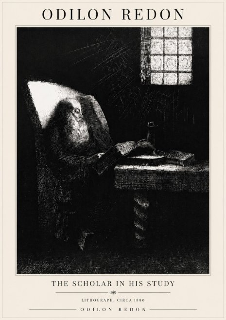 Odilon Redon The Scholar in His Study No6 - Plakát