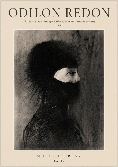 Odilon Redon The Eye, Like a Strange Balloon, Mounts Towards Infinity No3 - Plakát