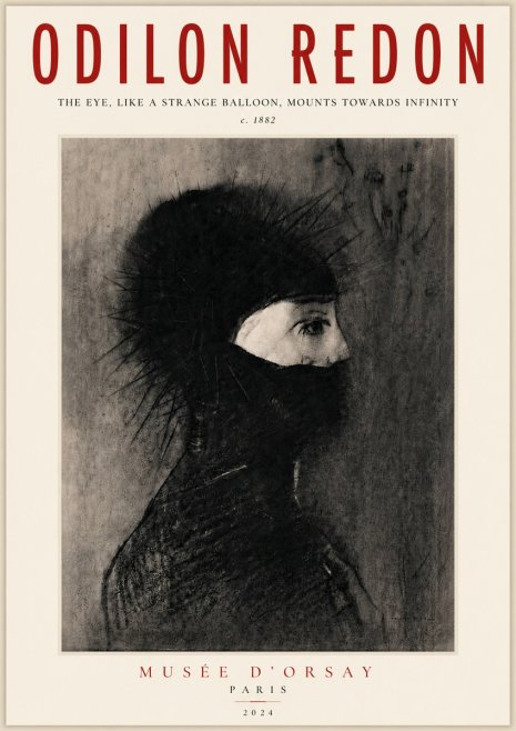 Odilon Redon The Eye, Like a Strange Balloon, Mounts Towards Infinity No5 - Plakát