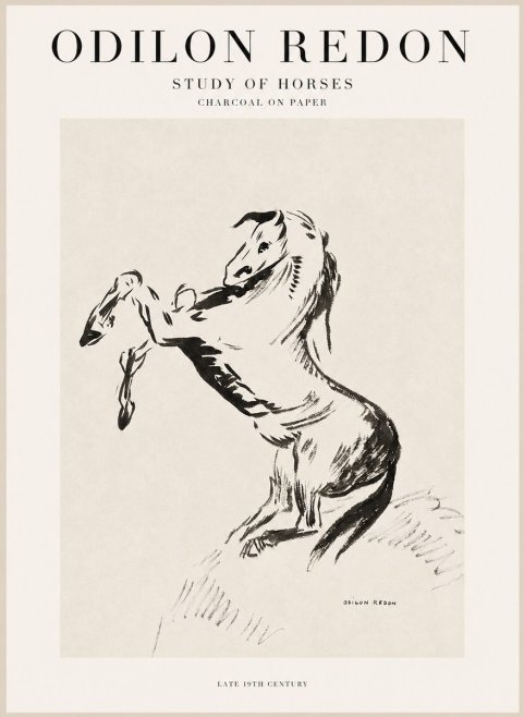 Odilon Redon Study of Horses No1 - Plakát