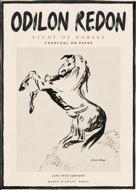 Odilon Redon Study of Horses No2 - Plakát