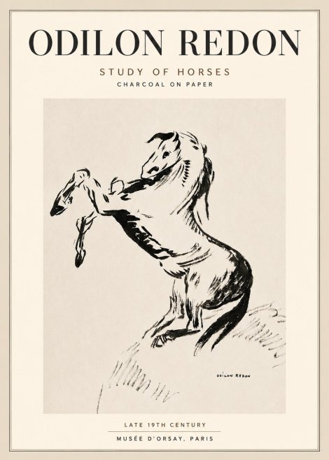 Odilon Redon Study of Horses No5 - Plakát