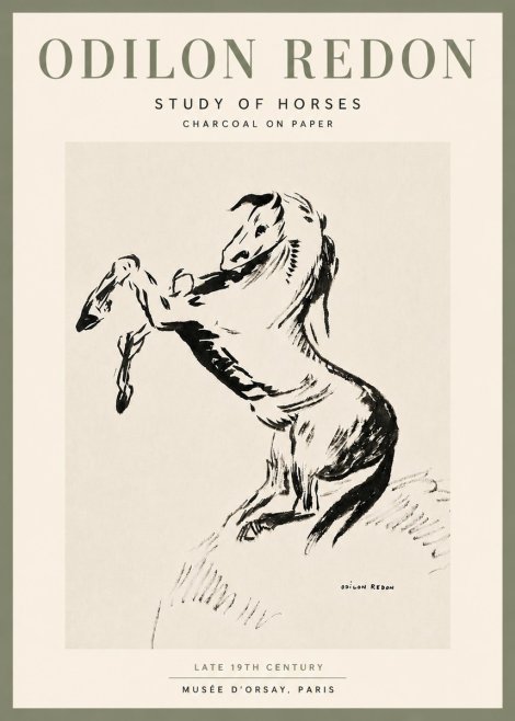 Odilon Redon Study of Horses No6 - Plakát