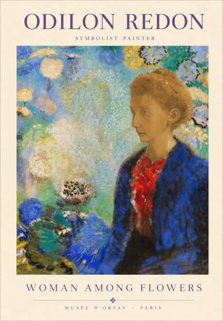 Odilon Redon Woman Among Flowers No3 - Plakát